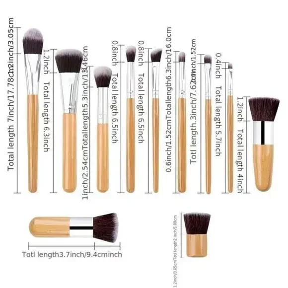 Wooden Handle Makeup Brush Set 10 Pieces Brushes - Picture 4 of 4